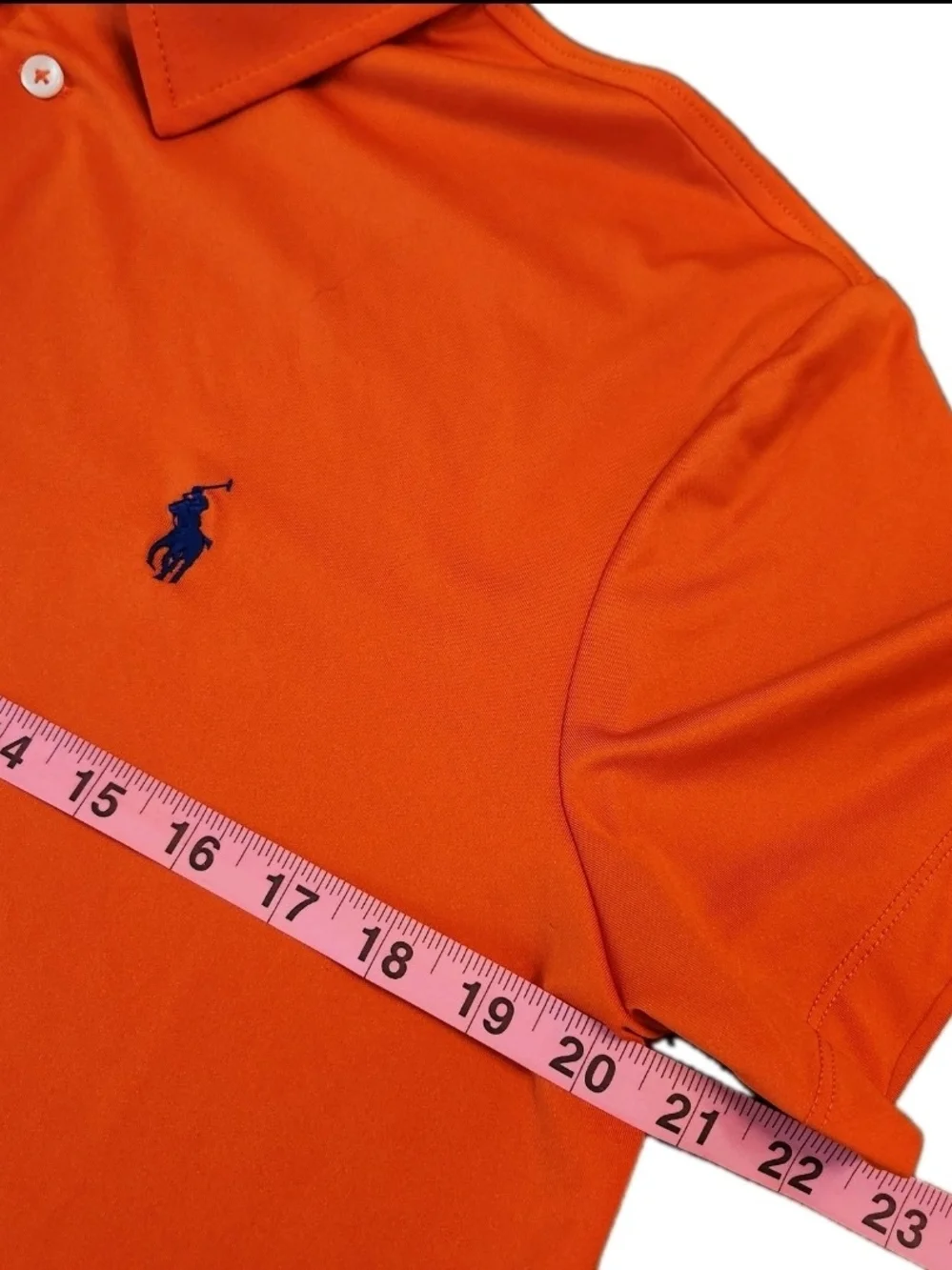 Polo Ralph Lauren Performance Short-Sleeve Shirt Men's Size Med Orange Blue Pony